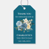 Blauwgroen foto 3rd Birthday Collage Blue Yellow F Cadeaulabel (Achterkant)
