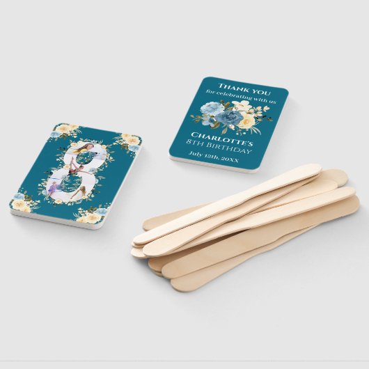 Blauwgroen Foto Collage Blue Yellow Flower 8th Bir Handwaaier (Niet-gemonteerd)