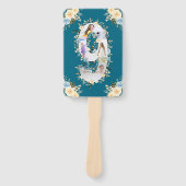 Blauwgroen Foto Collage Blue Yellow Flower 9th Bir Handwaaier (Voorkant)