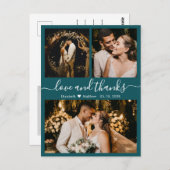 Blauwgroen foto Collage Wedding Hartelijk dank Bri Briefkaart (Voorkant / Achterkant)