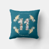 Blauwgroen foto Collage Yellow Flower 11th Birthda Kussen (Achterkant)