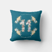 Blauwgroen foto Collage Yellow Flower 11th Birthda Kussen (Voorkant)