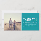Blauwgroen foto Dank u kaarten (Voorkant)