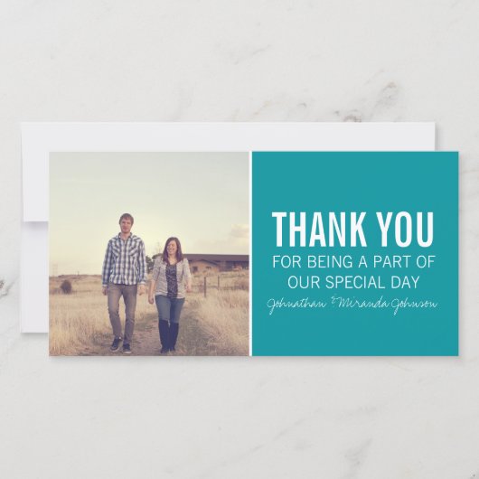 Blauwgroen foto Dank u kaarten (Voorkant)