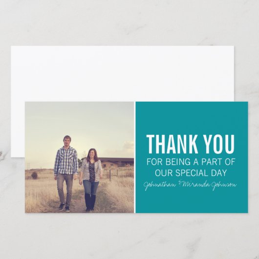 Blauwgroen foto Dank u kaarten (Voorkant / Achterkant)