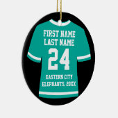 Blauwgroen Foto Football Soccer Hockey Sports Jers Keramisch Ornament (Rechts)