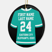 Blauwgroen Foto Football Soccer Hockey Sports Jers Keramisch Ornament (Links)