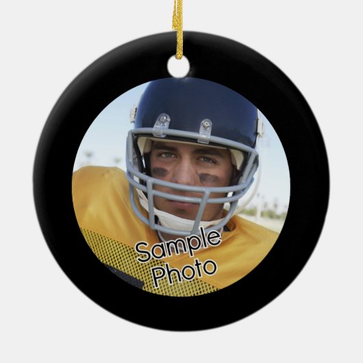 Blauwgroen Foto Football Soccer Hockey Sports Jers Keramisch Ornament (Achterkant)