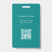 Blauwgroen foto naam QR code business logo Badge (Achterkant)