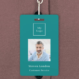 Blauwgroen foto naam QR code business logo Badge