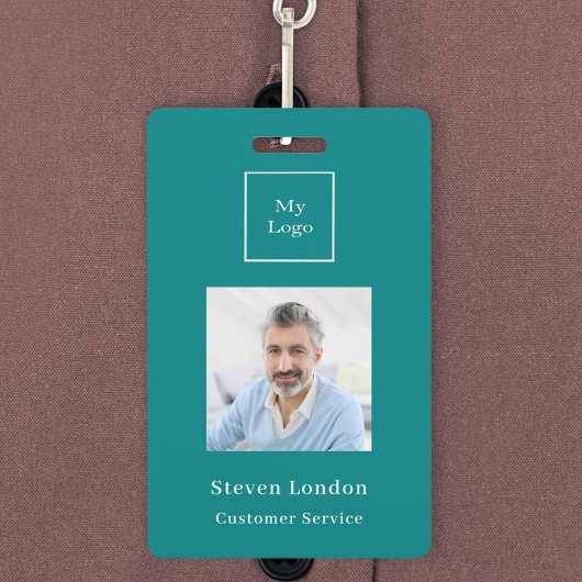 Blauwgroen foto naam QR code business logo Badge