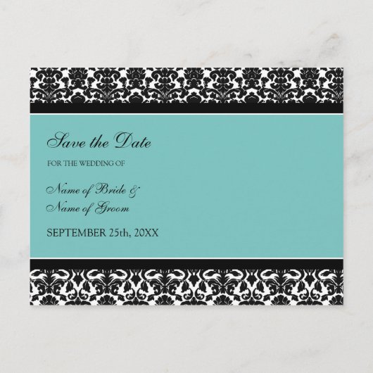 Blauwgroen foto Sla de datum bruiloft Briefkaarten (Achterkant)