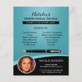 Blauwgroen foto van de Notarische Ondertekenaar va Flyer (Voorkant)