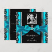 Blauwgroen foto van Jade Bow Birthday Party - Blac Kaart (Voorkant / Achterkant)