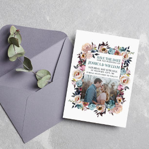 Blauwgroen foto van mooie blooms Floral Spring Pas Save The Date