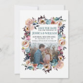 Blauwgroen foto van mooie blooms Floral Spring Pas Save The Date (Voorkant)