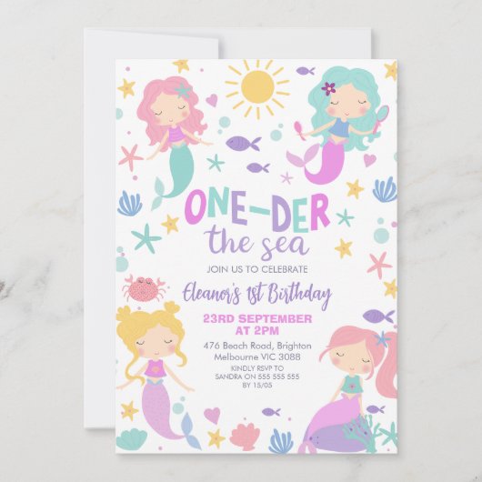 Blauwgroen foto Zeemeermin Oneder Het Zee 1e Verja Kaart (Voorkant)