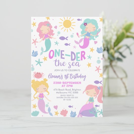 Blauwgroen foto Zeemeermin Oneder Het Zee 1e Verja Kaart (Staand voorkant)