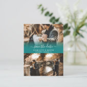 Blauwgroen fotocollage slaat de Briefkaarten Datum (Staand voorkant)