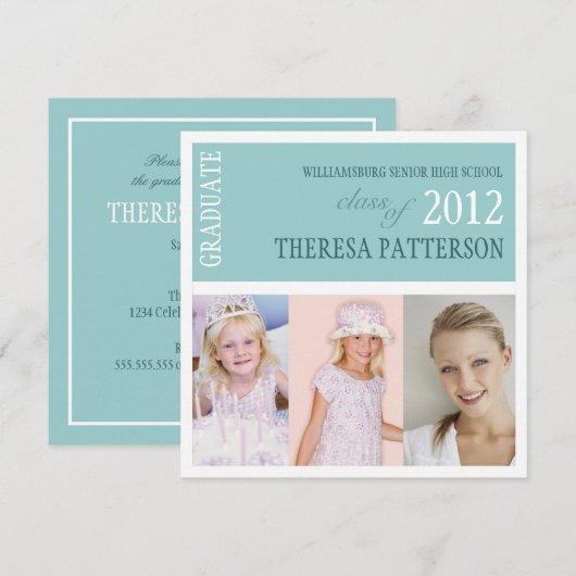  Blauwgroen fotograafpartij Kaart (Voorkant / Achterkant)