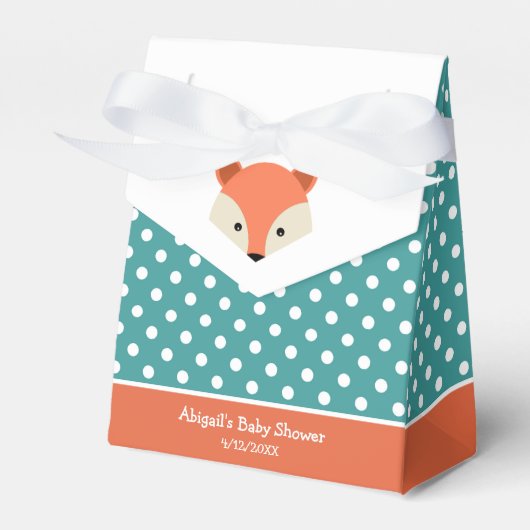 Blauwgroen Fox Baby shower Baby Boy Favor Box Bedankdoosjes (Voorkant Zijde)