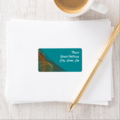 Blauwgroen Fractal Background Address Sticker (Insitu)