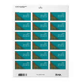 Blauwgroen Fractal Background Address Sticker (Full Sheet)