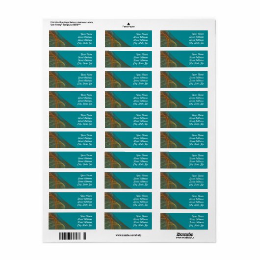 Blauwgroen Fractal Background Return Address Stick Etiket (Full Sheet)