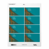 Blauwgroen Fractal Background Shipping Label (Full Sheet)