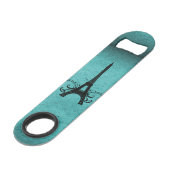 Blauwgroen  Franse Flourish Bottle Opener Speed Flessenopener (Voorkant Gekanteld)