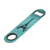 Blauwgroen  Franse Flourish Bottle Opener Speed Flessenopener (Achterkant Gekanteld)