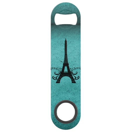 Blauwgroen  Franse Flourish Bottle Opener Speed Flessenopener (Voorkant)