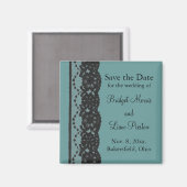 Blauwgroen Franse kant Opslaan Datum magneet (Voorkant / Achterkant)