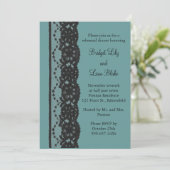 Blauwgroen-Franse Lace Rehearsal Dinner Kaart (Staand voorkant)