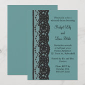 Blauwgroen-Franse Lace Rehearsal Dinner Kaart (Voorkant / Achterkant)