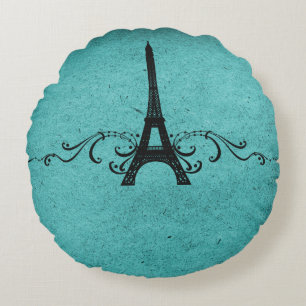 Blauwgroen  Franse Vlaamse Ronde Pillow Rond Kussen