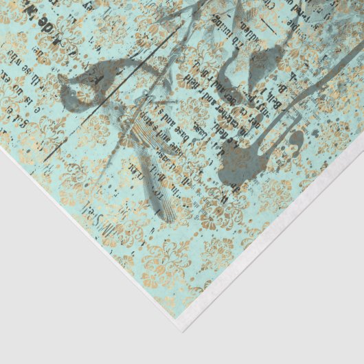 Blauwgroen franse vogels 18 lb ontkoppeling tissuepapier (Detail)