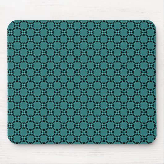 Blauwgroen Funky Circles Mousepad Muismat (Voorkant)