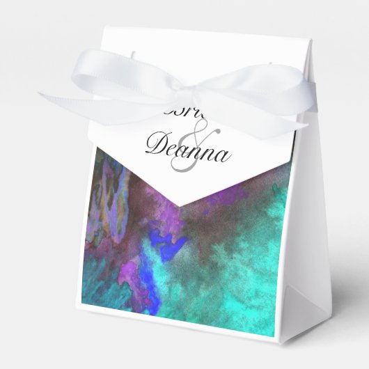 Blauwgroen fusievloer bedankdoosjes (Voorkant Zijde)