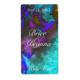 Blauwgroen Fusion 2 Bruiloft Wijn Label