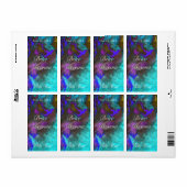 Blauwgroen Fusion 2 Bruiloft Wijn Label (Full Sheet)