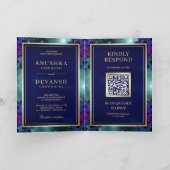 Blauwgroen Galaxy Blue Mandala QR-code Indiaas huw (Binnen)
