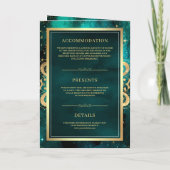 Blauwgroen Galaxy Gold Mandala QR-code Indiaas huw (Achterkant)