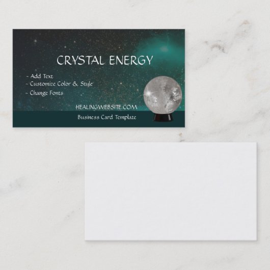 Blauwgroen galaxy Healing Crystal Ball Visitekaartje (Voorkant / Achterkant)