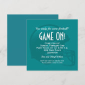Blauwgroen game-Football Helmet Party-uitnodiginge (Voorkant / Achterkant)