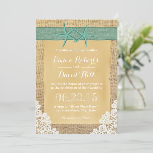 Blauwgroen garnalen en bruiloft kaart (Staand voorkant)