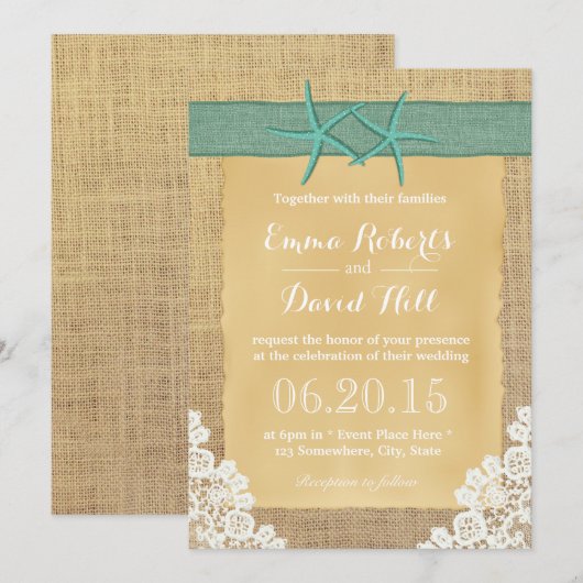 Blauwgroen garnalen en bruiloft kaart (Voorkant / Achterkant)