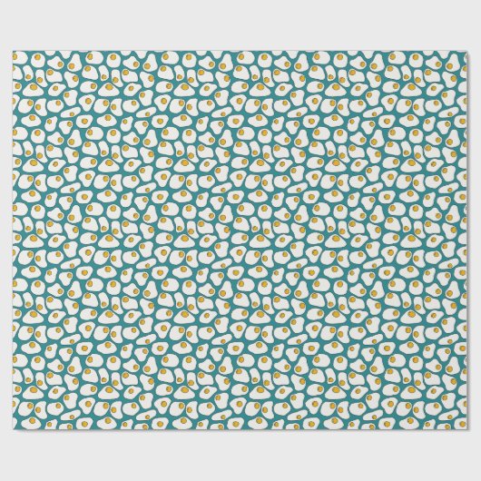 Blauwgroen gebakken eierpatroon cadeaupapier (Vlak)