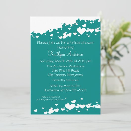 Blauwgroen gebied van de Uitnodiging van de Bridal (Staand voorkant)