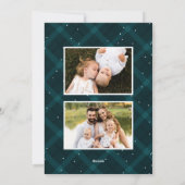 Blauwgroen geborsteld met Merry Kerstmis 3 Foto Feestdagenkaart (Achterkant)